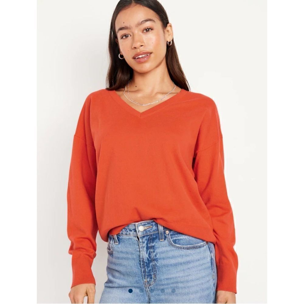 Womens Old Navy Fine Gauze V Neck Lightweight Sweater in Sashimi Coral - Sz L